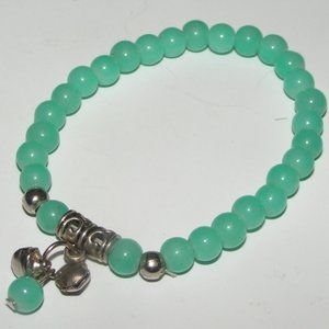 NWOT Jade Bead Tibet Silver Stretch Bracelet